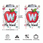 Personalized Bow Apple Acrylic Clipboard with Text and Initial Back to School Teacher's Day Birthday Gift for Teacher  Educator