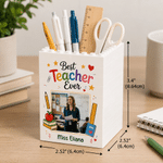 Personalized Best Teacher Ever Photo Building Blocks Brick Pen Holder with Text Daily Use Desk Decor Teacher's Day Gift for Teacher Educator
