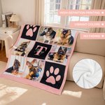 Manta suave personalizada con 6 fotos de mascotas nombre e inicial y huella multicolor regalo de recuerdo y condolencias para amantes de animales