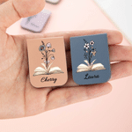 Personalised Birth Flower Book Magnetic Bookmark Clip with Name Reading Accessory Birthday Gift for Book Lovers Readers