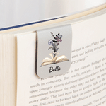 Personalised Birth Flower Book Magnetic Bookmark Clip with Name Reading Accessory Birthday Gift for Book Lovers Readers