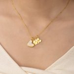 Personalized Lustrous Pearl Photo Necklace with 1-8 Heart-Shaped Pendants Birthday Anniversary Gift for Mom Grandma