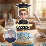 Personalised Cartoon Face Photo Set of 12 Cupcake Topper with Name School and Year Celebration Party Decor Graduation Gift for 2026 Graduates Students