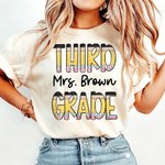 Personalized Multicolor Grade 100% Cotton Soft Teacher T-shirt with Title & Surname School Open Day Back to School Gift for Teacher