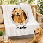 Personalized Cute Breakout Wall Pet Photo Soft Throw Blanket with Name Home Decor Daily Use Birthday Gift for Pet Lovers Friends
