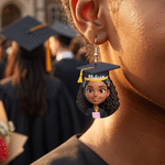 Personalized Cartoon Face Photo Graduation Cap Dangle Earrings with Name Graduation Party Gift for Class of 2026 Graduate