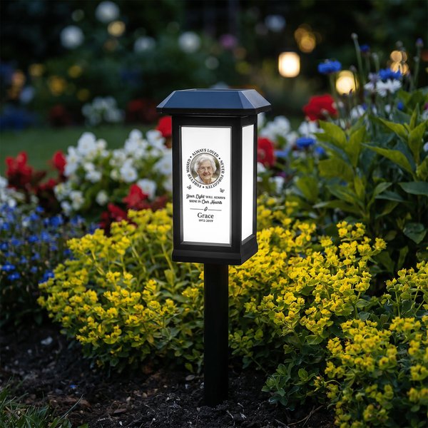 Personalized Forever in My Hearts Waterproof Photo Solar Garden Light with Name and Year Garden Decor Memorial Sympathy Gift for Family Friend