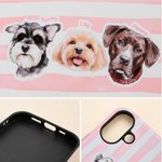 Personalised Multicolour 1-3 Pet Photos Striped Slim Phone Case with Name for iPhone Memorial Birthday Gift for Dog Cat Pet Lover