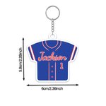 Henkilökohtainen baseball-paita-aiheinen akryylinen laukun tunniste ja avaimenperä, jossa nimi ja numero – päivittäiseen käyttöön sopiva syntymäpäivä- tai joukkueen lahja baseball-pelaajalle