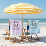 Personalisiertes Cabana Strandtuch mit Familiennamen und Initiale | sandabweisend | schnelltrocknend | Badetuch | Sommer Urlaub Geschenk für Familie