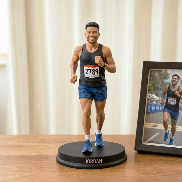 Personalised 3D Runner Figurine from Photo with Name Marathon Runner Desk Decoration Birthday Gift for Running Lovers Marathon Runners