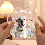 Personalised Birth Flower Paw Prints Clear Paw Print Shape Acrylic Ornament with Pet Photo and Name Home Decor Pet Party Gift for Pet Owners
