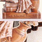 Personalized African American Reading Woman Floral Wooden Ornament with Name Black History Month Birthday Gift for Black Women Book Lovers