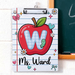 Personalized Bow Apple Acrylic Clipboard with Text and Initial Back to School Teacher's Day Birthday Gift for Teacher  Educator