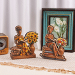 Personalized African American Reading Woman Floral Wooden Ornament with Name Black History Month Birthday Gift for Black Women Book Lovers