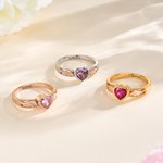 Personalised Angel Wings Birthstone  Sterling Silver Ring with Engraved Name Dainty Jewellery Birthday Anniversary Gift for Woman