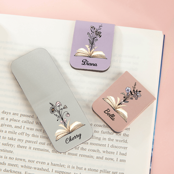 Personalised Birth Flower Book Magnetic Bookmark Clip with Name Reading Accessory Birthday Gift for Book Lovers Readers