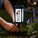 Lampe solaire de jardin personnalisée « Don't Cry For Me » avec photo de votre animal, son nom et la date — Décoration de jardin, cadeau de condoléances pour les propriétaires d'animaux de compagnie