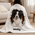 Personalized Cute Breakout Wall Pet Photo Soft Throw Blanket with Name Home Decor Daily Use Birthday Gift for Pet Lovers Friends