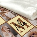 Manta suave personalizada con 6 fotos de mascotas nombre e inicial y huella multicolor regalo de recuerdo y condolencias para amantes de animales