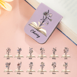 Personalised Birth Flower Book Magnetic Bookmark Clip with Name Reading Accessory Birthday Gift for Book Lovers Readers