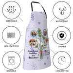 Personalized Family Bouquet Photos Adjustable Apron with Name Kitchen Use Birthday Gift for Mom Cooking Baking Enthusiast
