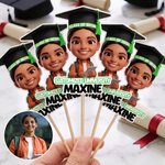 Personalised Cartoon Face Photo Set of 12 Cupcake Topper with Name School and Year Celebration Party Decor Graduation Gift for 2026 Graduates Students