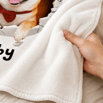 Personalized Cute Breakout Wall Pet Photo Soft Throw Blanket with Name Home Decor Daily Use Birthday Gift for Pet Lovers Friends