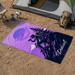 Personalized Hiker Silhouette Quick Dry Microfiber Sport Beach Towel with Name Travel Birthday Summer Vacation Gift for Hiking Lovers Hikers