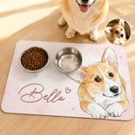 Personalized Watercolour Style Pet Portrait Photo Waterproof Pet Feeding Mat with Name and Rubber Backing Pet Supplies Birthday Gift for Pet Owners