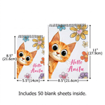 Personalised Cute Peeking Animal Hello Sketchbook with Name Daily Drawing Art Supplies Birthday Back to School Gift for Boys Girls