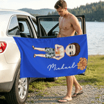 Personalised Birth Flower Cute Cartoon Character Oversized Magnetic Beach Towel with Name Summer Holiday Beach Pool Party Gift for Kids Family