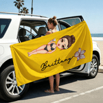 Personalised Birth Flower Cute Cartoon Character Oversized Magnetic Beach Towel with Name Summer Holiday Beach Pool Party Gift for Kids Family