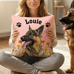 Personalized Pet Photo Birth Flower Paw Print Soft Throw Pillow Cover with Name Home Decor Pet Memorial Birthday Gift for Pet Owner Lover