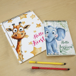 Personalised Cute Peeking Animal Hello Sketchbook with Name Daily Drawing Art Supplies Birthday Back to School Gift for Boys Girls