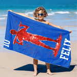 Personalised Muticolour Baseball Silhouette Microfiber Beach Towel with Name Summer Vacation Travel Gift for Teenagers Sports Lovers