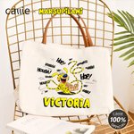 Personlig söt svansspringande marsupilami tygkasse med namn och handtag i PU-läder Födelsedagspresent till vänner | Callie × Marsupilami®