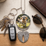 Personalised Angel Wings Heart Photo Paw Print Car Hanging Accessory with Name and Date Loss of Pet Memorial Gift for Dog Cat Owner