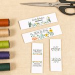 Gepersonaliseerde 100% katoenen aquarel bloemen naai-etiketten met naam 50-100 stuks verjaardagscadeau voor breiliefhebbers