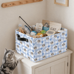 Personalised Multicolour Plaid Cute Pet Photo Design Reusable Storage Basket with Name Daily Use Birthday Gift for Pet Owner