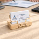 Personalised Name and Position Design Minimalist Wooden Card Holder Office Desk Decor Business Birthday Gift for Officer Colleague