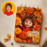 Personalised Colourful Cartoon Character Birth Flower Notebook with Name Daily Use Back to School Birthday Gift for Student