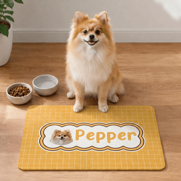 Personalised Durable Non-Slip Pet Photo Food Feeding Mat with Name Home Daily Use Pet Salon Birthday Gift for Pet Owner Lover