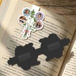 Personalized 1-7 Photo Flower Bouquet Magnetic Bookmark Clip Birthday Gift for Grandma Bookworms Reading Lovers