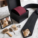 Personalized Pet Photo Patch Tie with Name and Gift Box Birthday Anniversary Father's Day Gift for Man Pet Lover