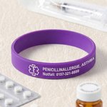 Personalisiertes Silikon-Notfallarmband mit medizinischem ID-Text | wasserdicht | Geschenk für Diabetes und Allergien | für Epilepsie und Autismus