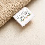 Gepersonaliseerde 100% katoenen aquarel bloemen naai-etiketten met naam 50-100 stuks verjaardagscadeau voor breiliefhebbers