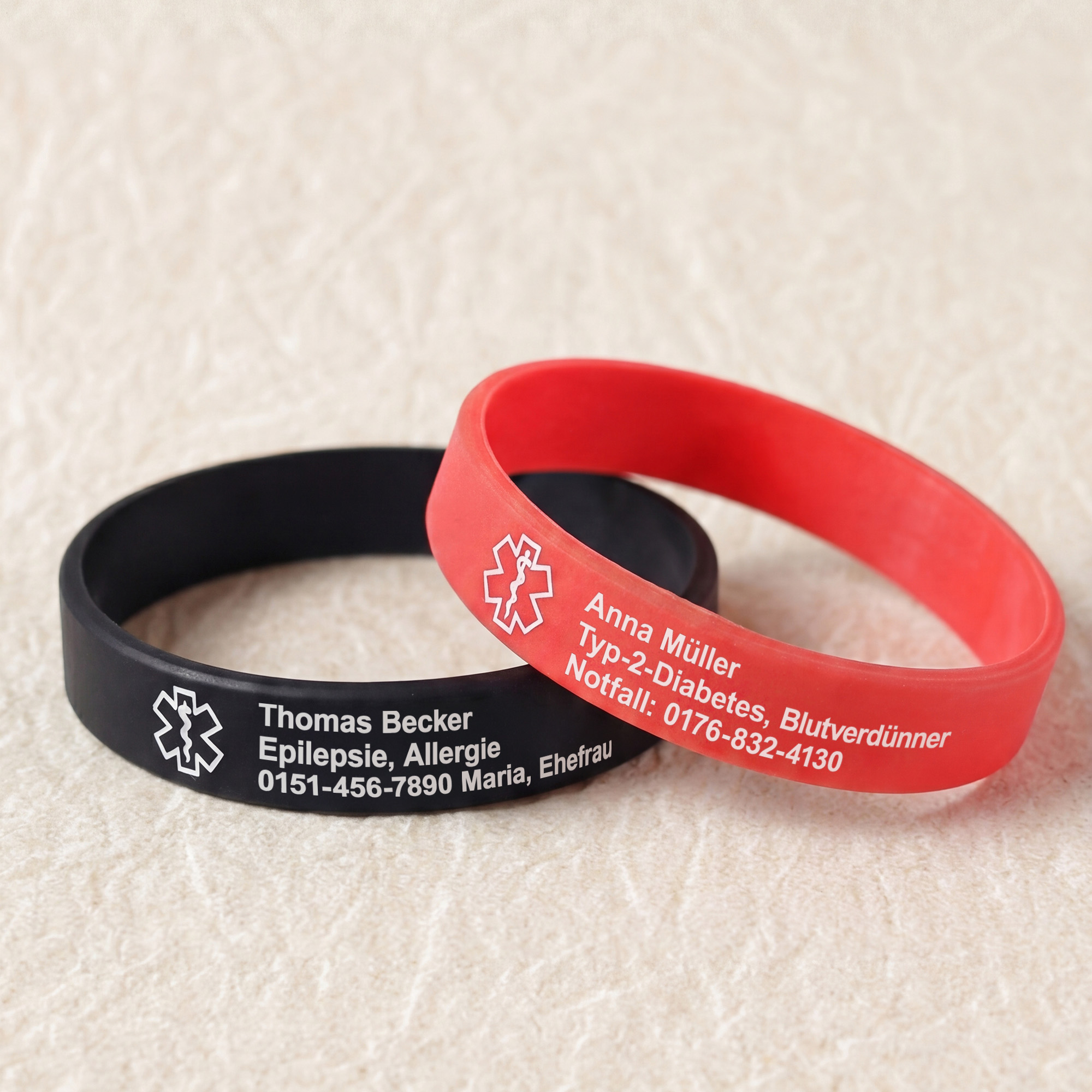 Personalisiertes Silikon-Notfallarmband mit medizinischem ID-Text | wasserdicht | Geschenk für Diabetes und Allergien | für Epilepsie und Autismus
