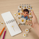 Personalised Colourful Cartoon Character Birth Flower Notebook with Name Daily Use Back to School Birthday Gift for Student