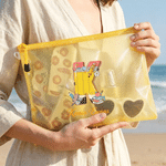 Personalized Waterproof Pencil Initial Mesh Zipper Pouch Beach Bag with NameBack to School Summer Pool Teacher's Day Gift for Teacher Educator